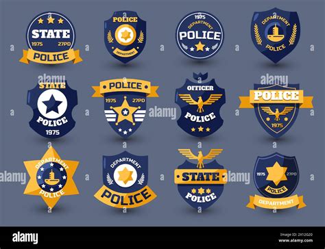 Police Officer Seal Policeman Badges And Sheriff Emblems With Star And