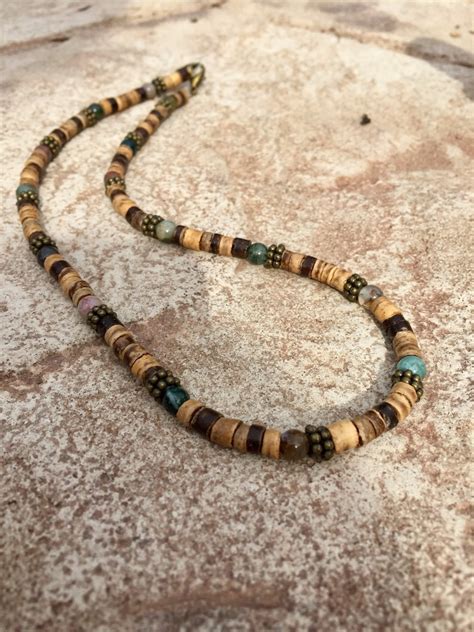 Mens Beaded Necklace Mens Beach Necklace Rustic Necklace Etsy