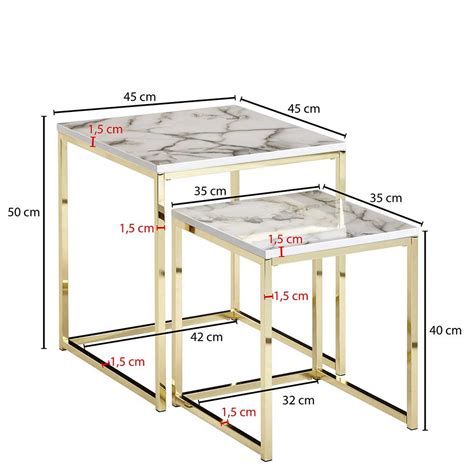 Satz Couchtisch In Marmor Optik Mit B Gelgestell In Gold Vilanda