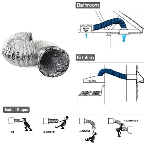 VIE Tuyau d évacuation d air pour ventilation HVAC 4 pouces 5M FD017