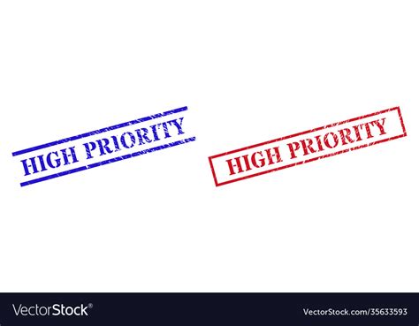 High Priority Textured Scratched Stamp Seals Vector Image