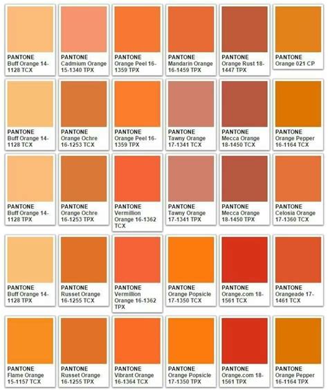 Pantone Color Chart Orange