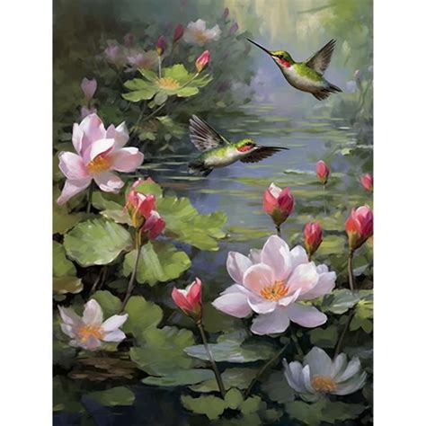 Bimkole 5D Diamond Painting DIY Kits Oiseau Fleur Landscape Peinture D