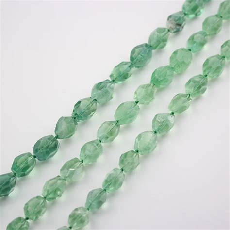 Full Strand Natural Green Fluorite Faceted Nugget Beads Pendantscenter Drilled Fluorite Stones