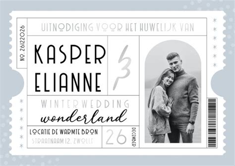 Save The Date Trouwkaart Winter Wedding Ticket Kaartje Go