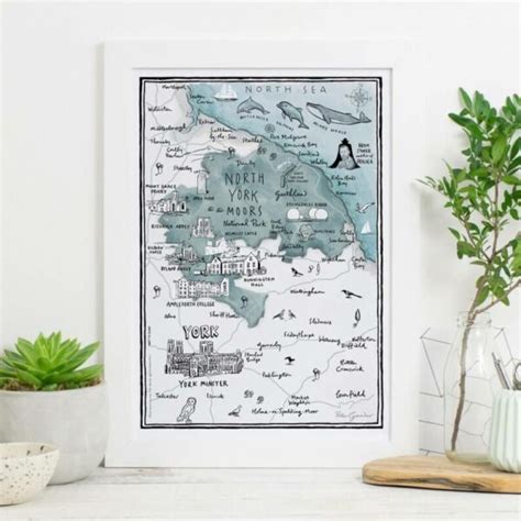 Illustrated Map of North Yorkshire Moors Signed Print