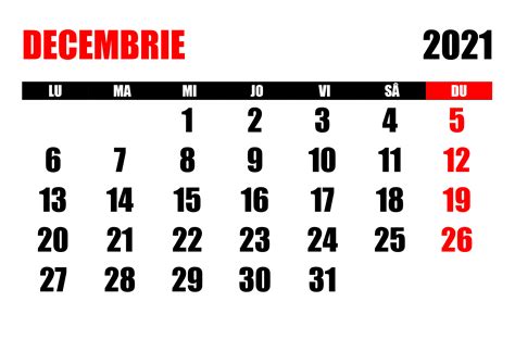 Calendar Decembrie 2021 Calendarulsu