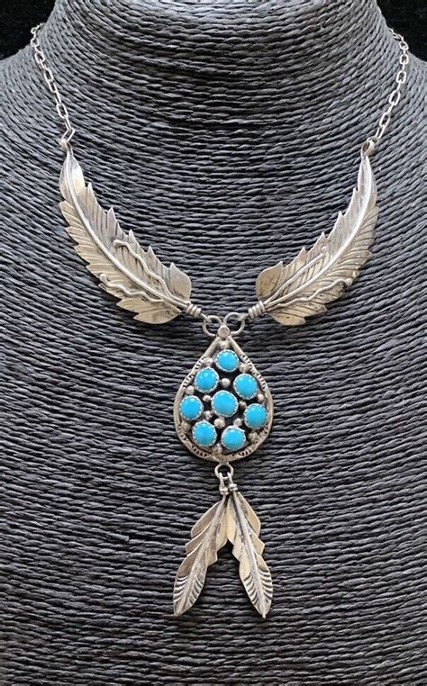 Navajo Sterling Silver Sleeping Beauty Turquoise Pend Gem