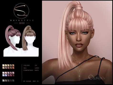 The Sims Resource - Straight ponytail with bangs hairstyle(OLIVIA081222)