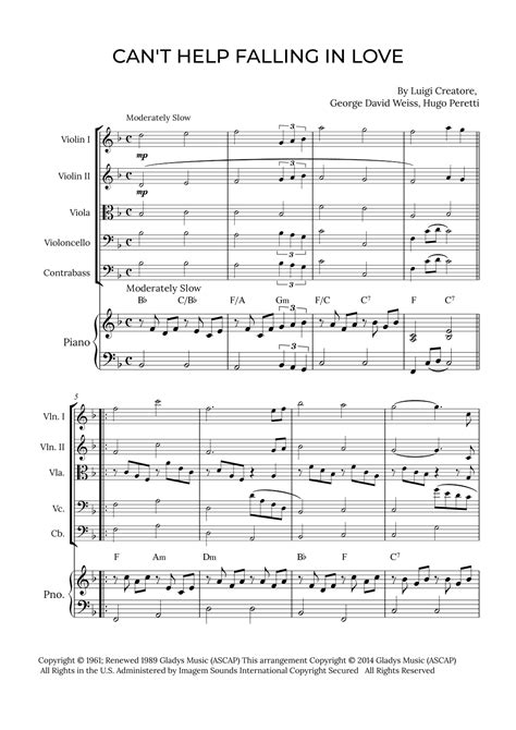 Can T Help Falling In Love Arr Alex Nunes Rodrigues Sheet Music Elvis Presley String Ensemble