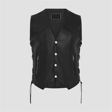 Motorcycle Black Leather Vest - The Vintage Leather