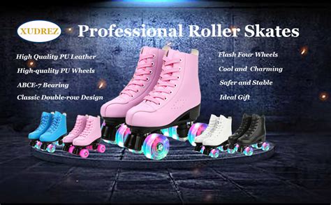 XUDREZ Roller Skates For Women Men Cozy PU Leather High Top Roller