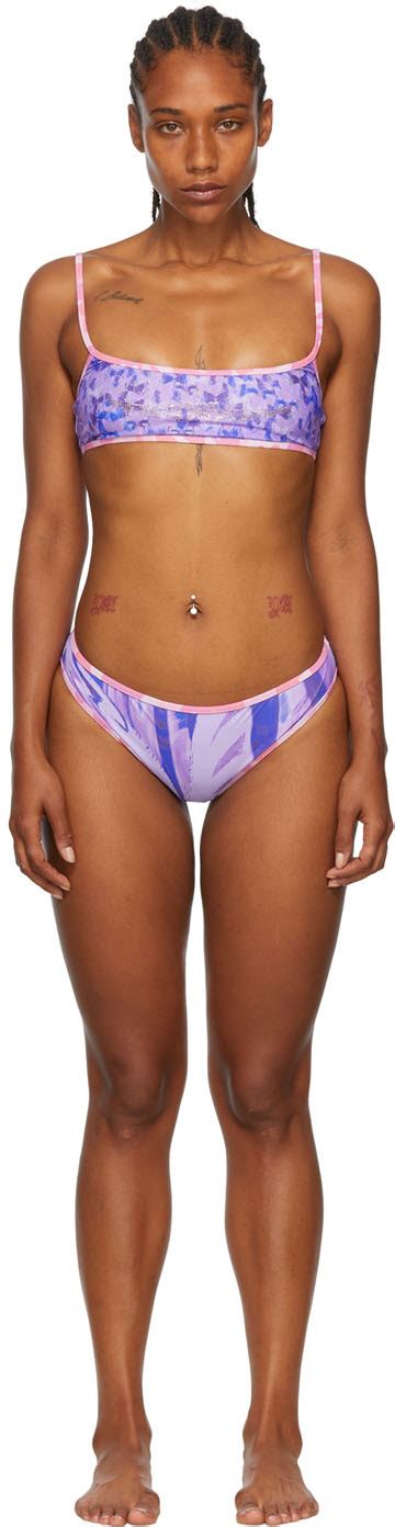 SSENSE UK Exclusive Purple Recycled Nylon Bikini By Collina Strada On Sale