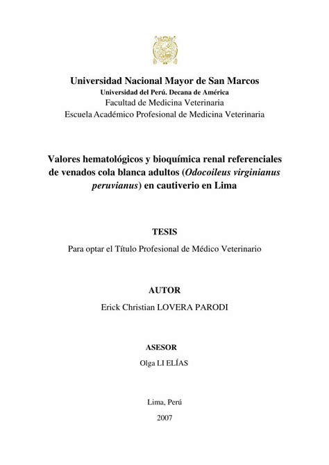 Pdf Hematolog A Y Bioqu Mica Renal De Venados Cola Blanca Dokumen Tips