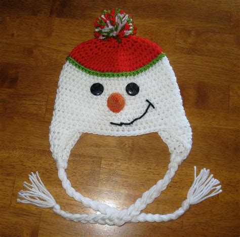 Crochet Pattern Hat Snowman Beanie And Earflap Pattern