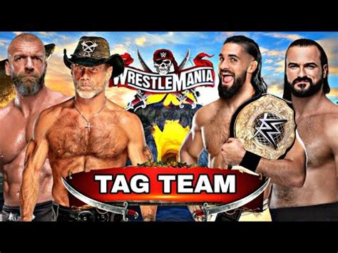 Triple H Shawn Michael Vs Seth Rollins Drew Mcintyre Wwe K Youtube