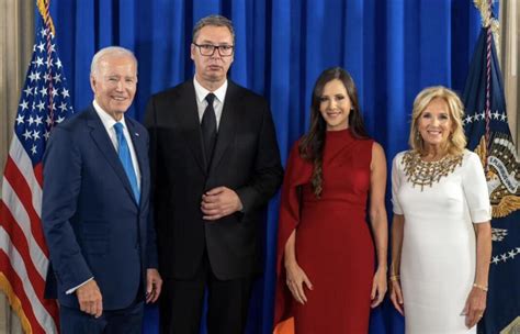 Vucic Looking Anxious Poses For A Photo Photo With The US President