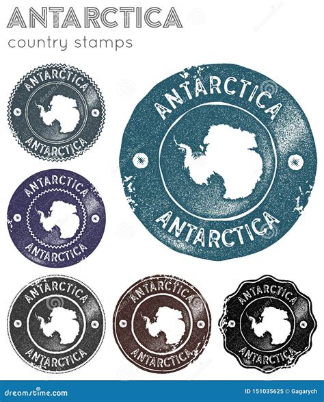 Antarctica Stamps Collection Stock Vector Illustration Of Rustic