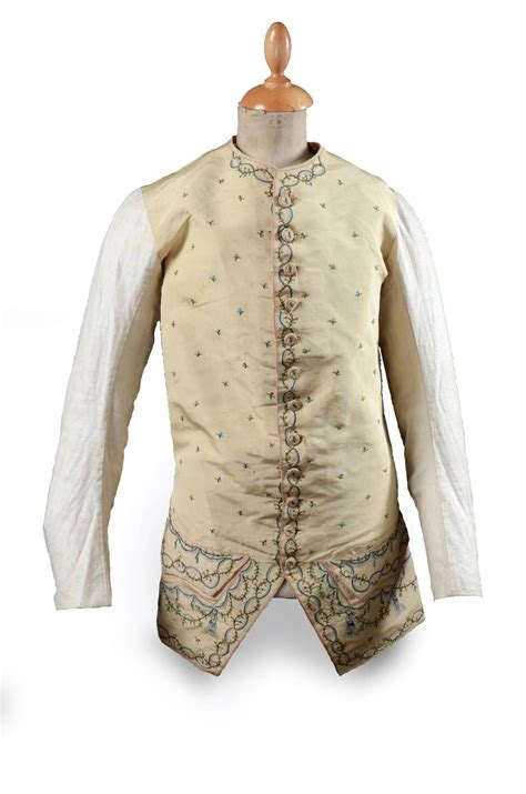 Long Sleeved Waistcoat France 1770 1780s Ivory Silk Taffeta