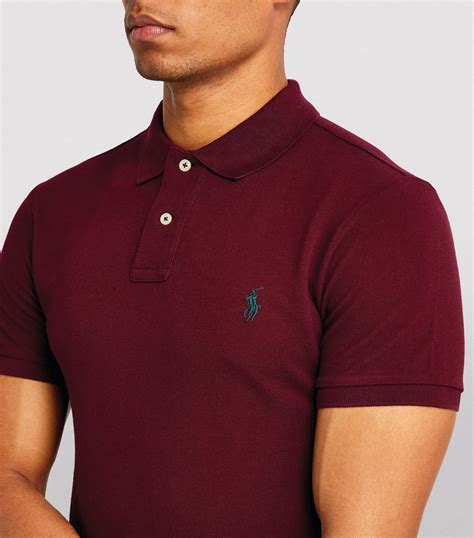 Polo Ralph Lauren Burgundy Cotton Mesh Slim Fit Polo Shirt Harrods Uk