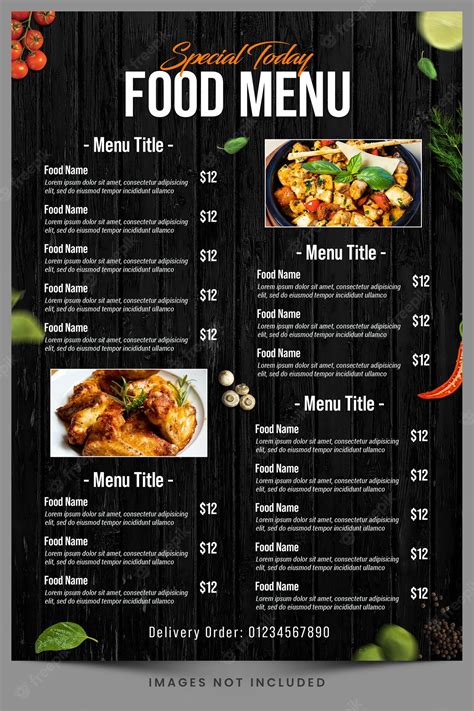 Un Menu Pour Un Restaurant Qui Est Ouvert Au Menu Psd Premium