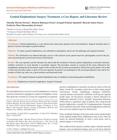 Genital Elephantiasis Surgery Treatment A Case Report And Literature