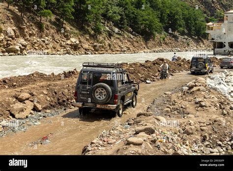 Aftermath Of The Bahrain Kalam Road Damaged By Flood In The River Swat