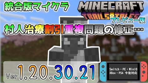 【統合版マイクラ】村人治療割引重複問題の修正 今後のアップデート情報 Betaandpreview版 Ver1203021【pe