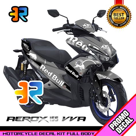 Stiker Decal Striping Motor Aerox 155 Desain Red Bull Sticker Decal