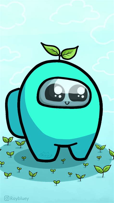 Download Cyan Crewmate Cute Eyes Wallpaper | Wallpapers.com