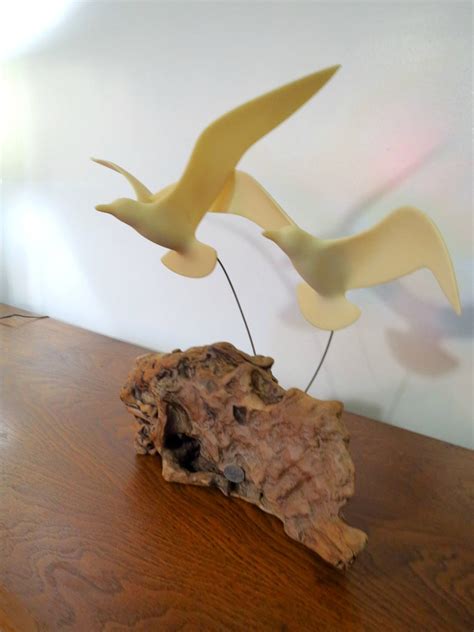 Vintage 1970s MID Century Modern Seagull Birds Wood Kinetic Etsy