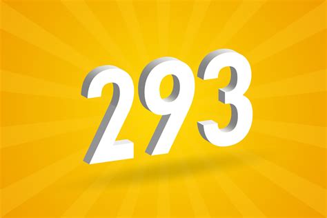 3D 293 number font alphabet. White 3D Number 293 with yellow background ...