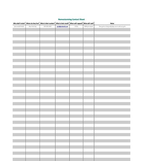 Emergency Contact List Template Excel