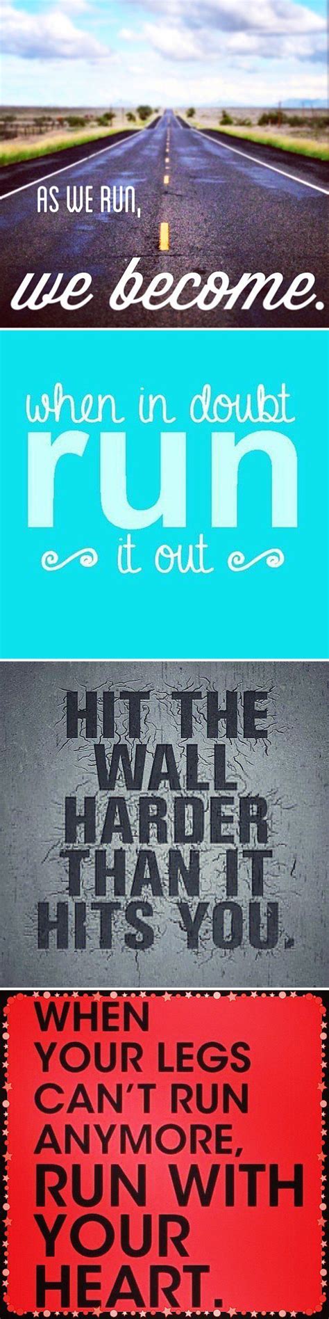 four different types of posters with the words run, when in doubt it's out