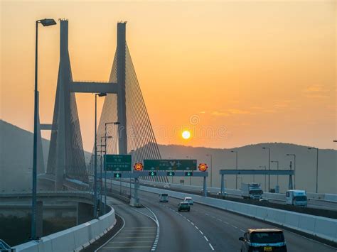 Express Way Bridge Cross Strait in Hong Kong Editorial Stock Photo - Image of huge, street ...