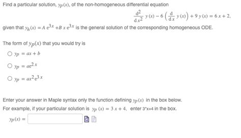 Solved Find A Particular Solution Ypx Of The