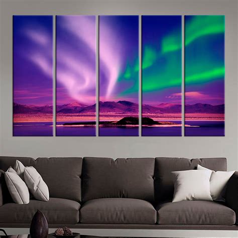 Northern Lights Canvas Print Aurora Borealis Large Canvas Art Etsy In