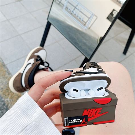 Borwn Air Jordan Airpods Case Met Shoebox Design Travis Scott Etsy