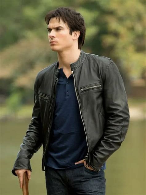 Vampire Diaries Leather Jacket | Damon Salvatore Black Leather Jacket