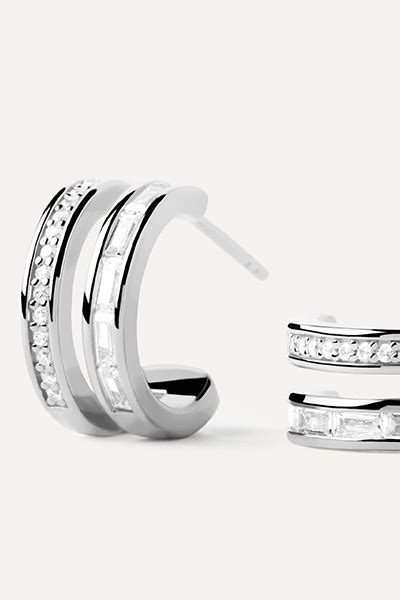 PDPAOLA Bianca Double Band Silver Hoops AR02 968 U Bijoux Collection