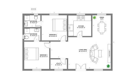 1000 Square Feet Floor Plan