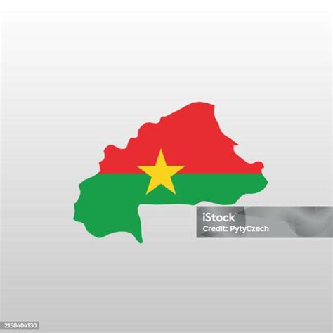 Burkina Faso National Flag In Country Map Silhouette Stock Illustration