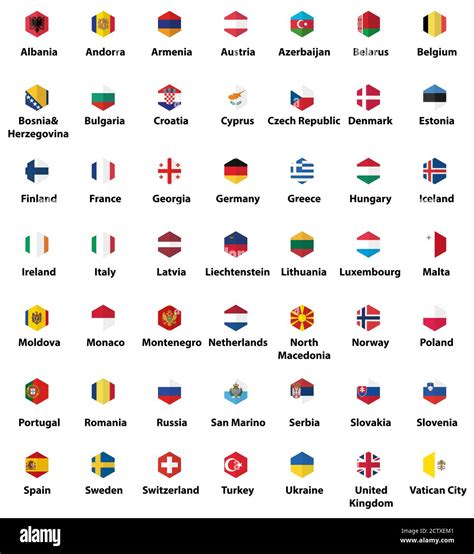 Europa Banderas De Todos Los Pa Ses Juego De Iconos De Dise O Plano