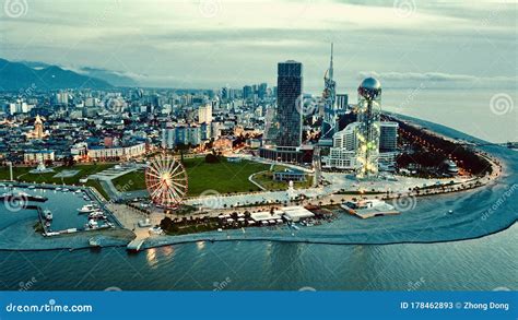 Aerial View Of City On Black Sea Coast Batumi Georgia Stock Image