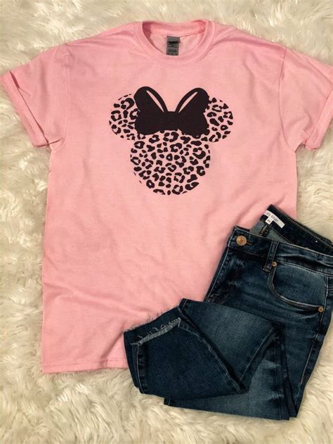 Leopard Minnie Mouse Disney Tee Disney Tees Pink Tee Soft Tees Sage