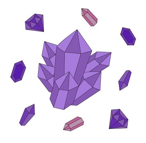 Premium Vector Witch Crystals Purple Crystals Doodle Illustration