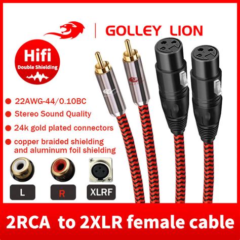 Golley Lion สายสัญญาณเสียง Rca ตัวผู้เป็น Xlr ตัวเมียสำหรับลำโพงคอนโซล