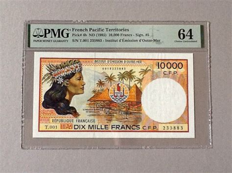 French Pacific Territories 10 000 Francs P 4b ND 1985 PMG 64 EBay