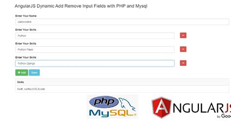 Angularjs Dynamic Add Remove Input Fields With Php And Mysql Tutorial101