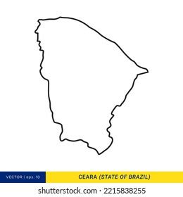 Line Map Ceara State Brazil Vector Stock Vector Royalty Free